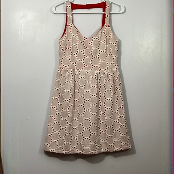Freestyle Dresses & Skirts - Freeway, small, white eyelet over red summer mini dress